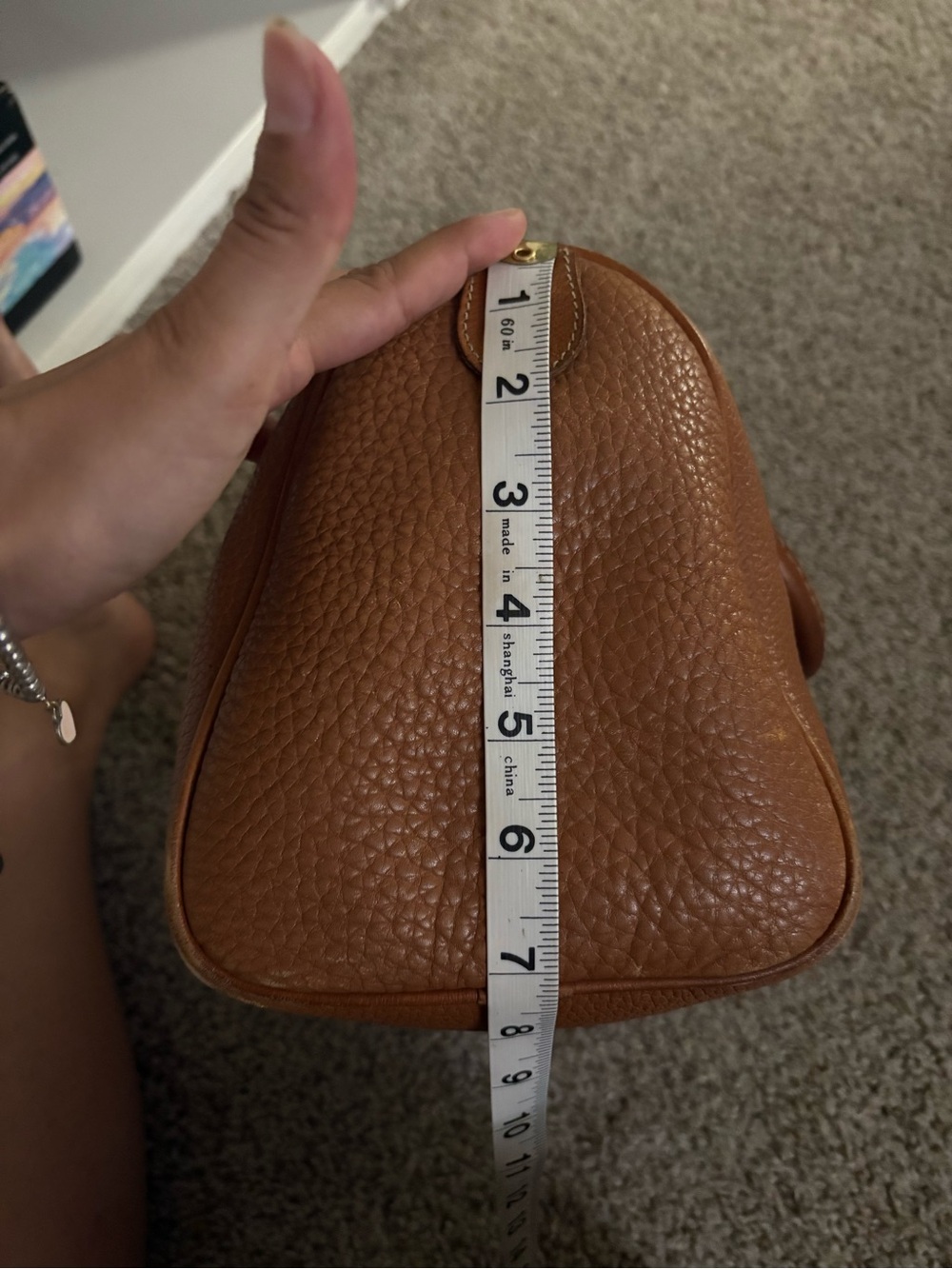 RARE VINTAGE Dooney and Bourke Brown Leather Bowler Bag\ Satchel English Tan - Picture 15 of 16